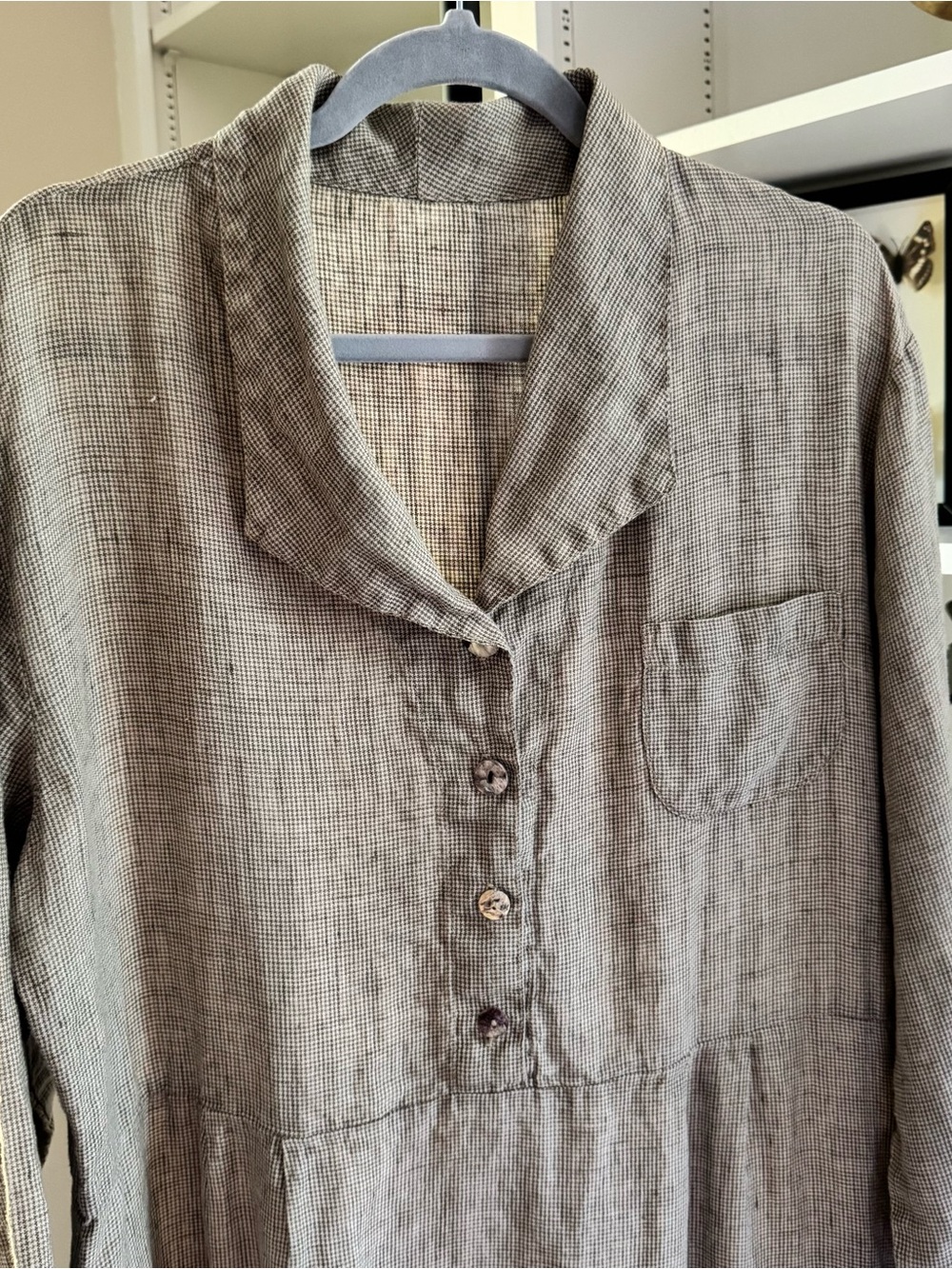Poetry Linen Button-Front Maxi-Dress